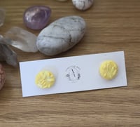 Image 2 of YELLOW LEAF TEXTURED STUDS | POLYMER CLAY EARRINGS