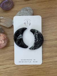 BLACK MARBLE CRESCENT MOON (LARGE) | POLYMER CLAY EARRINGS