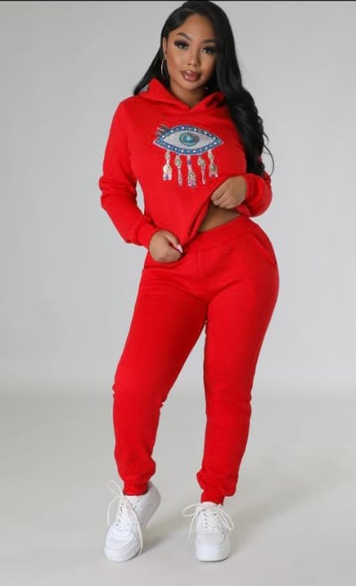Image of Eye On Me Sweatsuit (Red)