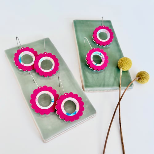 Image of Wildberry Kaleidoscope (hand-painted) Flower Drop Dangles