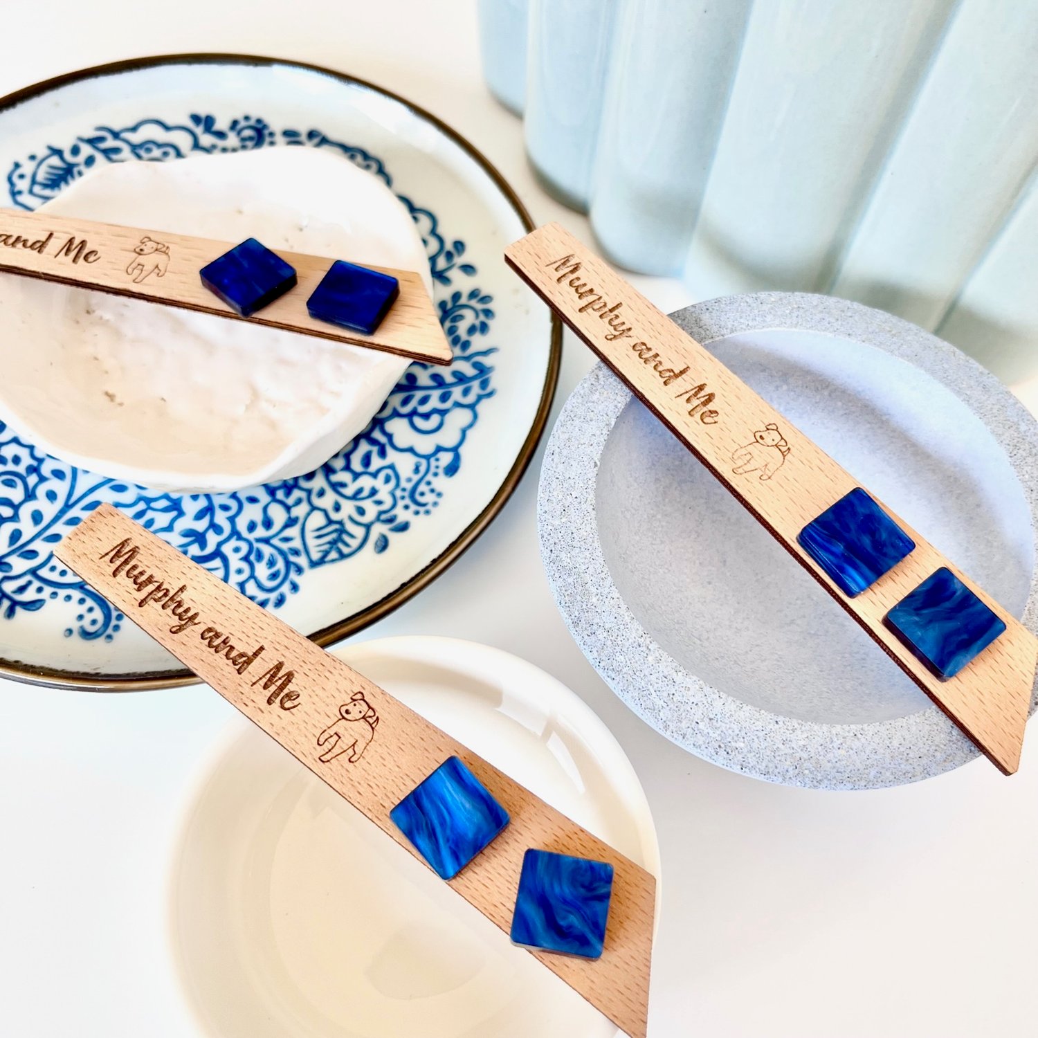 Image of Navy Square Studs