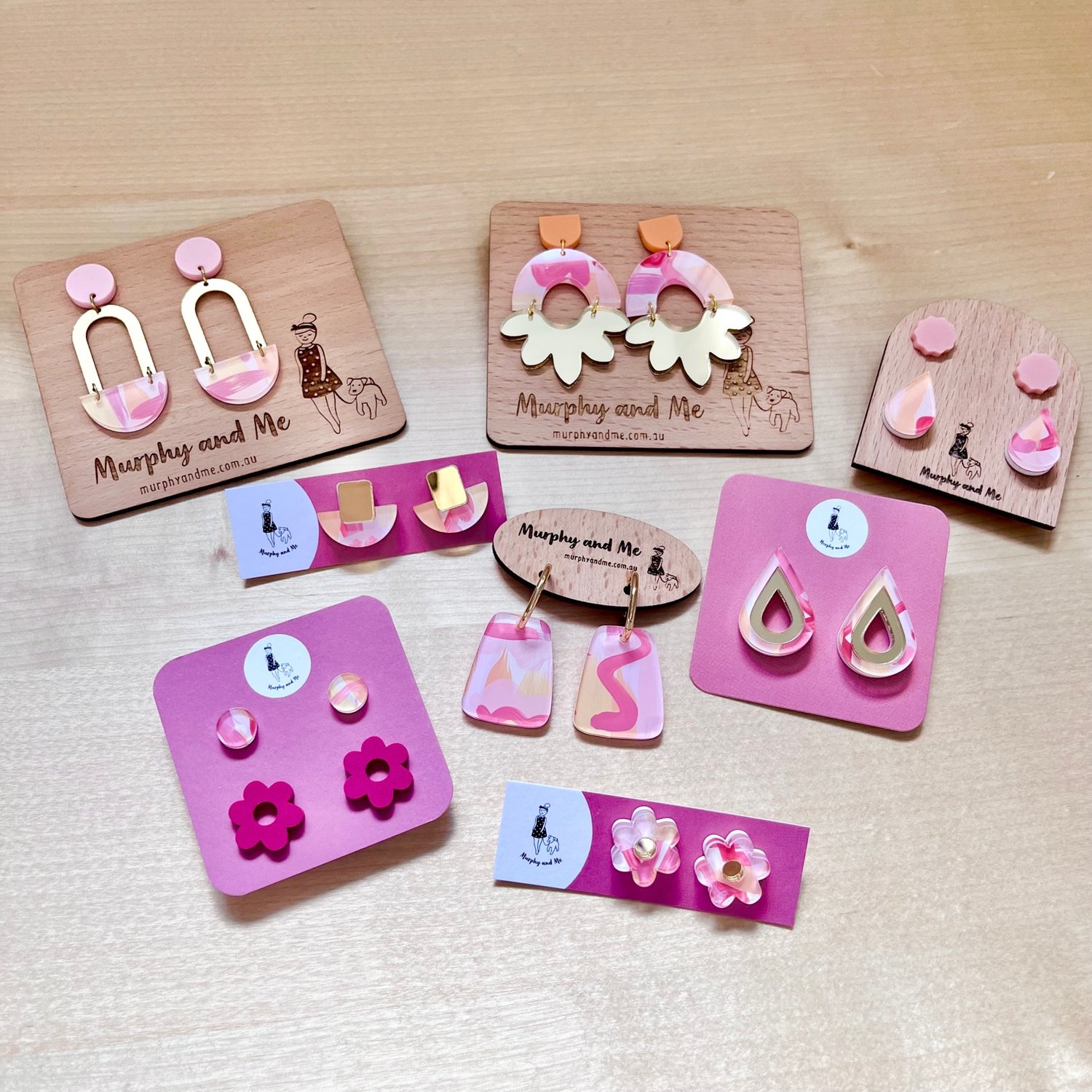 Image of Flamingo (hand-painted) Tear Drop + Frill Stud Pack