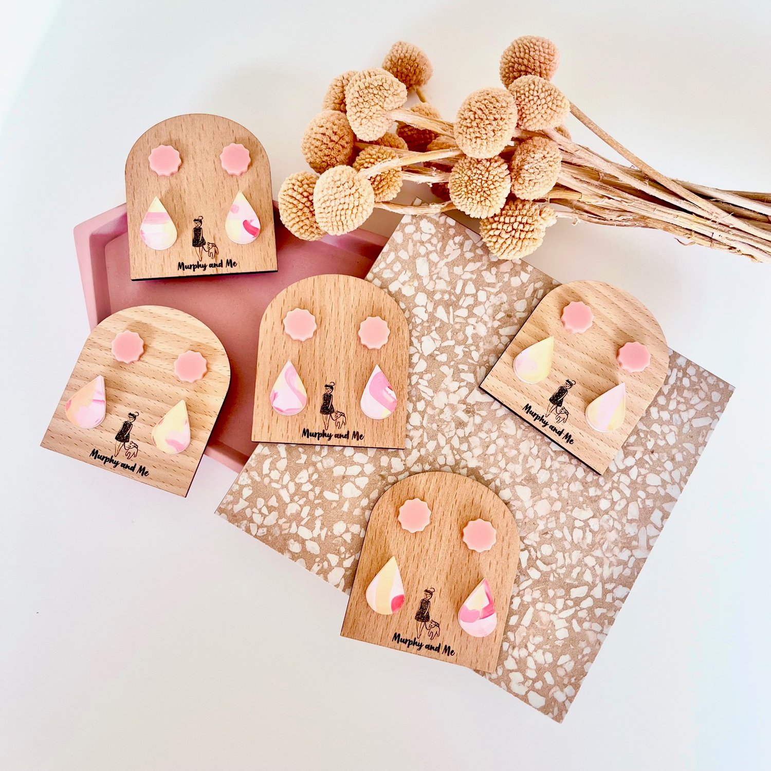 Image of Flamingo (hand-painted) Tear Drop + Frill Stud Pack