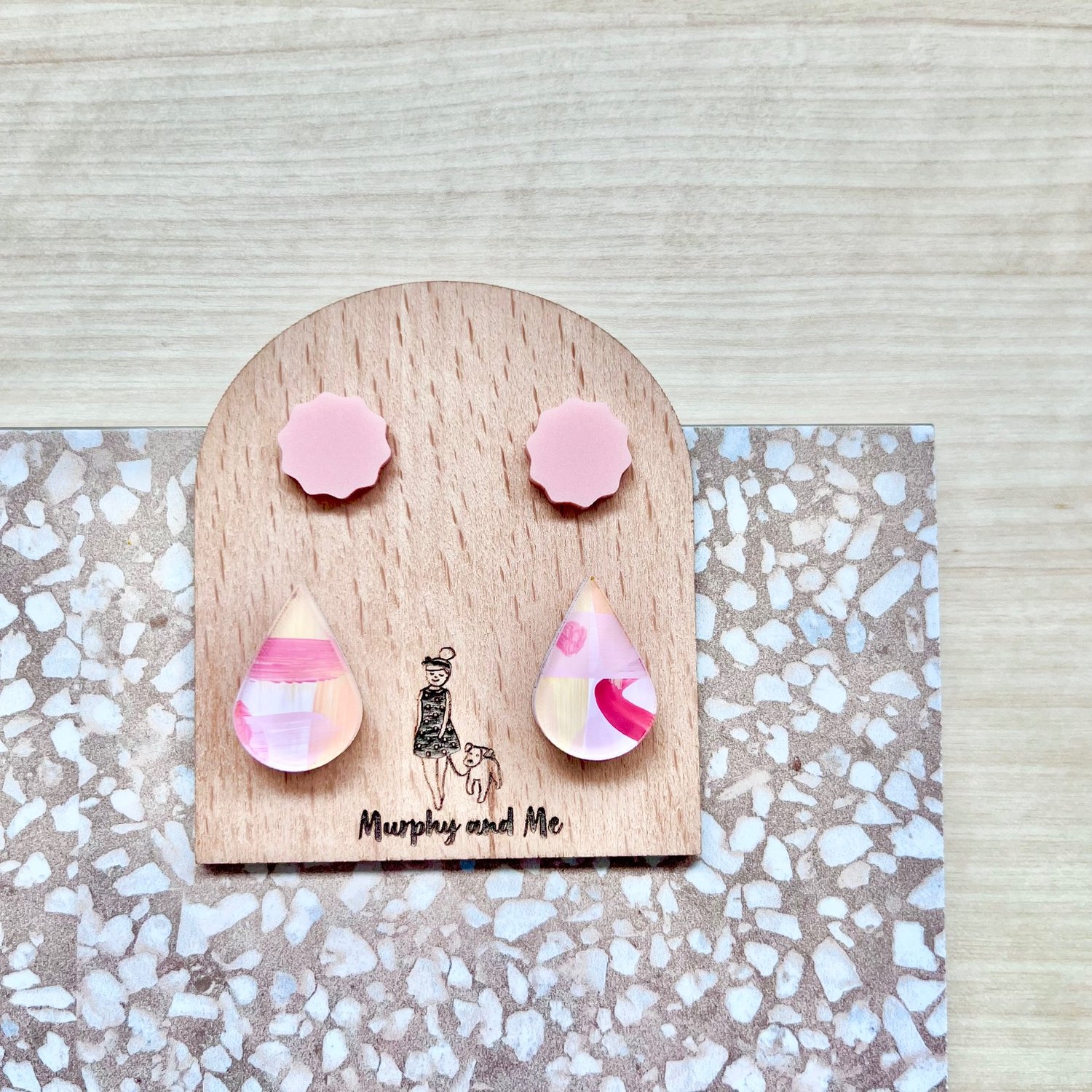 Image of Flamingo (hand-painted) Tear Drop + Frill Stud Pack