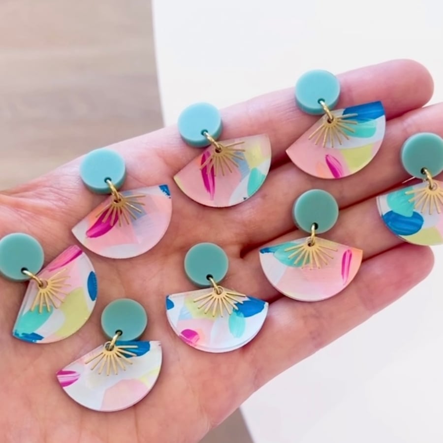 Image of Kaleidoscope (hand-painted) Mini Fan Dangles