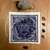Moon Lino Print - Handmade Paper Edition