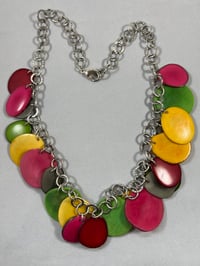 Image 1 of Colorful disks on silver chain