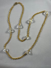 Image 1 of Faceted quartz crystals on gold chain