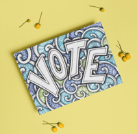 Image 3 of 1000+ Postcards - Blue Paisley "VOTE" - Postcards To Voters