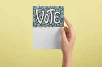Image 1 of 1000+ Postcards - Whimsical 1/2 "VOTE" - Postcards To Voters