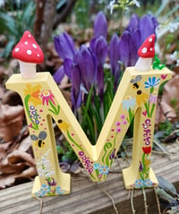 Image 1 of Handpainted letters with mini clay toadstools