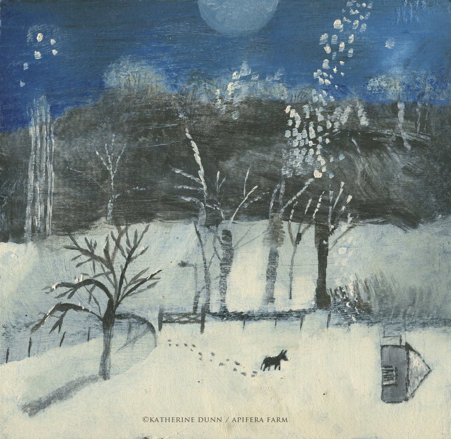 Image of Print" Donkey in the snow