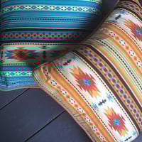 Image 9 of Southwestern diamond print cushion cover in blue green or orange