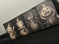Image 1 of “Rag Doll Spooky Set”  4 Mini Canvases 