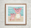 Mummy pig and child pig go to the beach