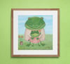 Mummy and child frog in the garden