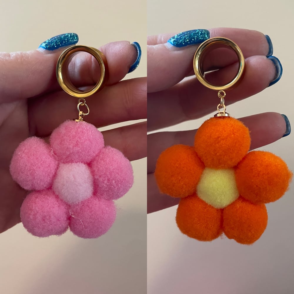 Image of Flower Puff Tunnel Dangles (sizes 2g-1 1/8)