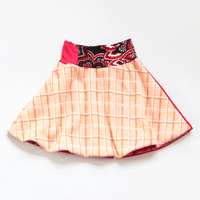 Image 1 of nasa glitter glittery red astronaut 8 courtneycourtney lined skirt vintage fabric plaid orange