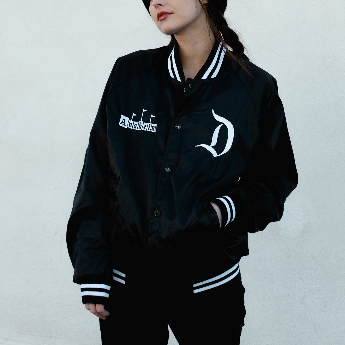 Image of 1955 Striped Bomber Jacket Black 