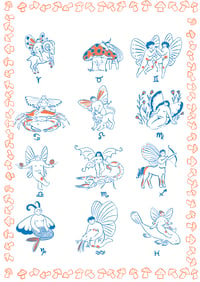 Image 1 of Zodiac Fairies (Blue and Orange) A3 Riso Print