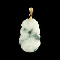 Image 2 of Rabbit Chinese Zodiac Moss In Snow Jade Pendant 