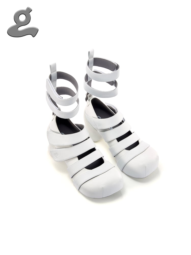 Image of White Velcro Platform Shoes