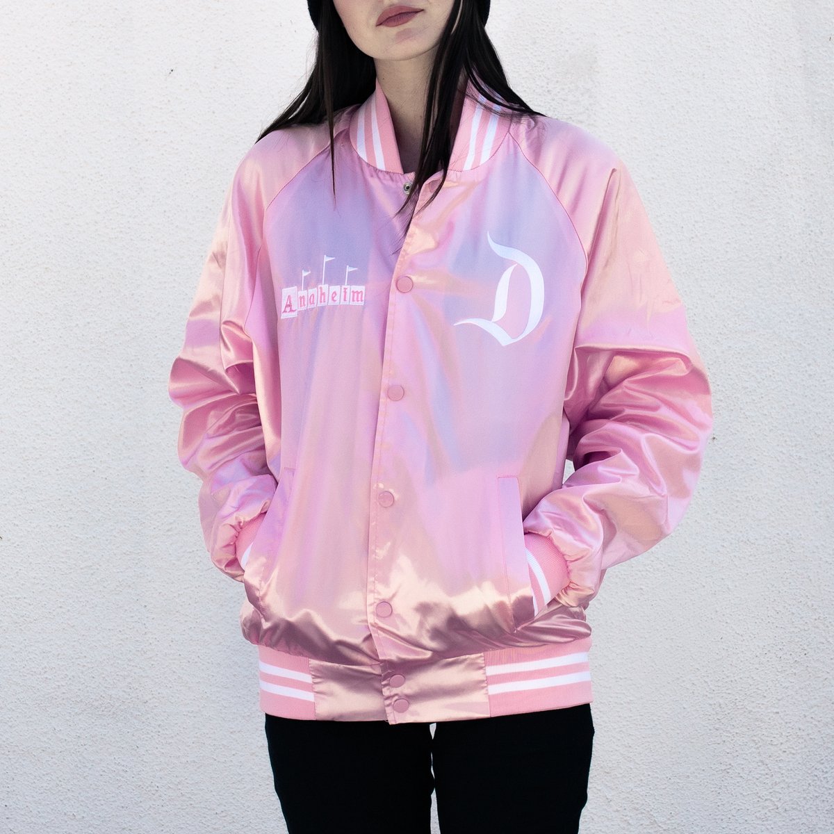 Image of 1955 Striped Bomber Jacket Pink 