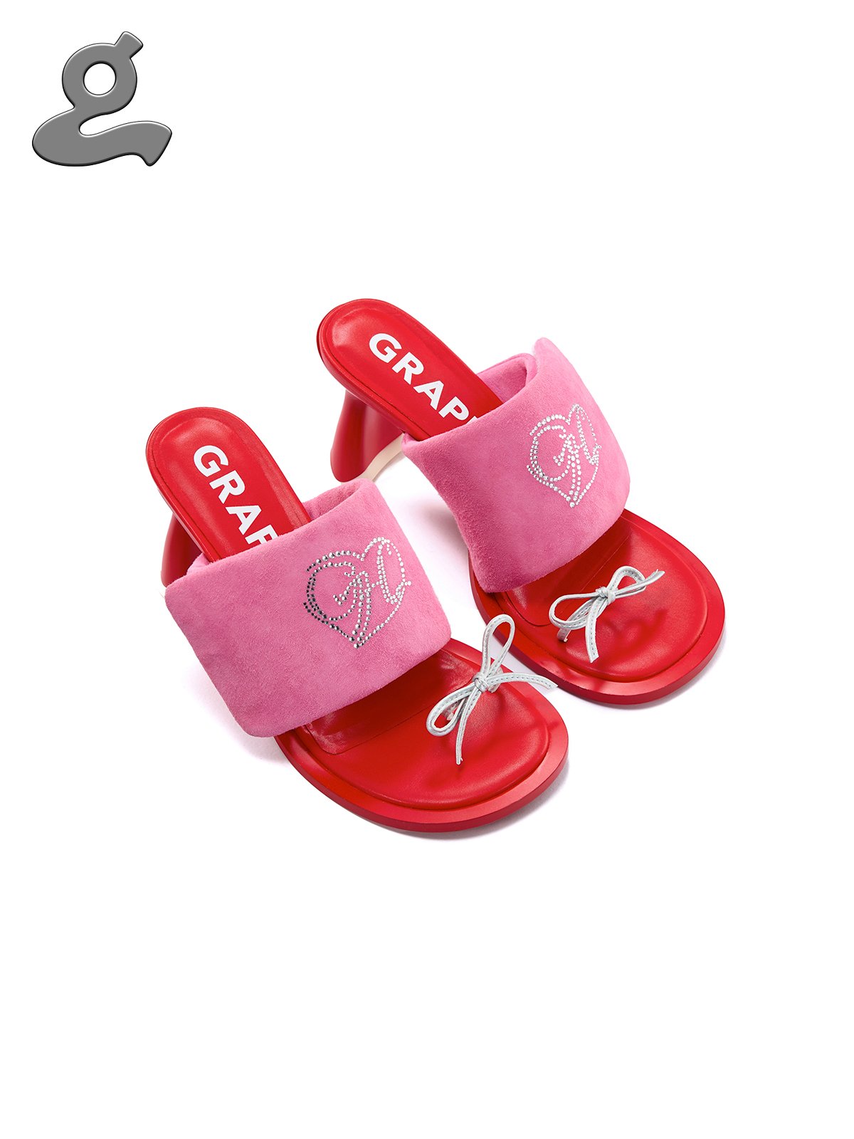 Image of [Pre-Order] Rhinestone Heart Logo Flip-Flops