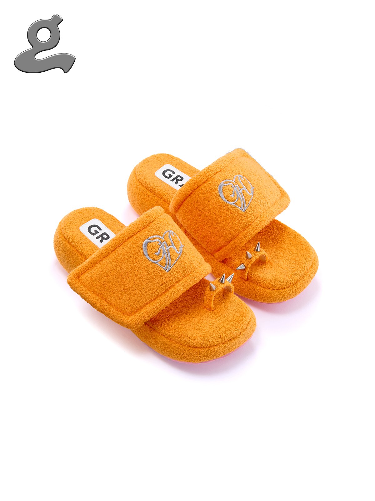 Image of [Pre-Order] Orange Embroidered Velcro Slippers