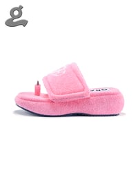 Image 2 of Pink Embroidered Velcro Slippers