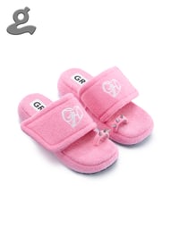 Image 1 of Pink Embroidered Velcro Slippers