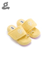 Image 1 of Yellow Embroidered Velcro Slippers