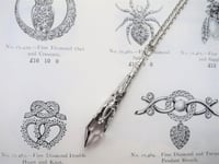 Image 3 of Roaring 20s Flapper Pendant Necklace on 18" Chain, Grey & Antique Silver