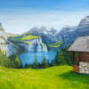 Öschinensee Switzerland Lake Painting 40x40cm 