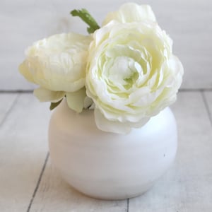Image of Round Modern Matte White Vase, Handcrafted Pottery Flower Vase Made in USA