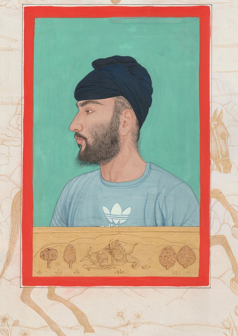 Image of Fine Art Print - Man with indigo dyed turban 2022 - A4