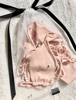 Image of THE CLASSY NUDE PEARLS BIKINI BRA