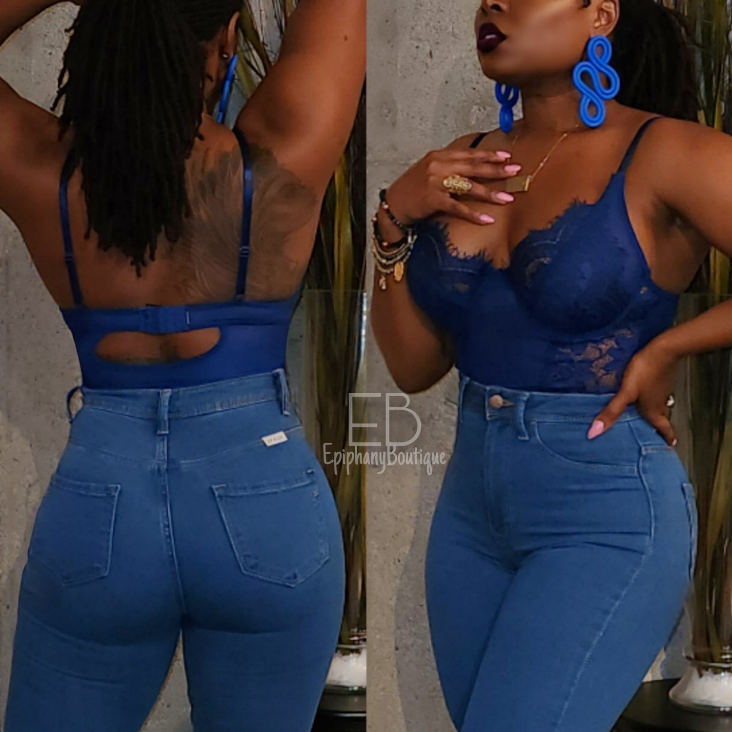 Image of The Laci Bodysuit-**Black & Blue**