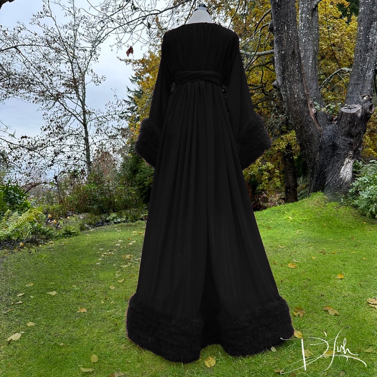 Black "Rita" Sheer Dressing Gown Image 3