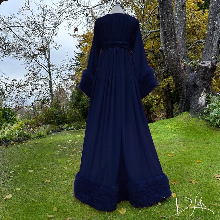 Midnight Blue "Rita" Sheer Dressing Gown Image 3