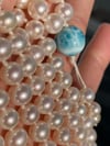 Freshwater Pearl Mala with Dominican Larimar Guru Bead