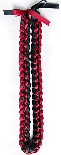 Image of Red and Black Ribbon Lei (34 inches)