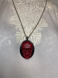 Image 2 of Red Lucky Gris Gris Skull by Ugly Shyla 