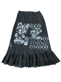 Image 1 of black slip skirt with white prints 