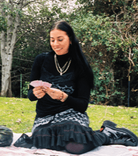 Image 3 of black slip skirt with white prints 