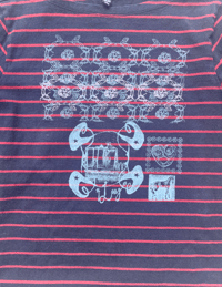 Image 2 of stripe shirt with super light blue/ light pink print