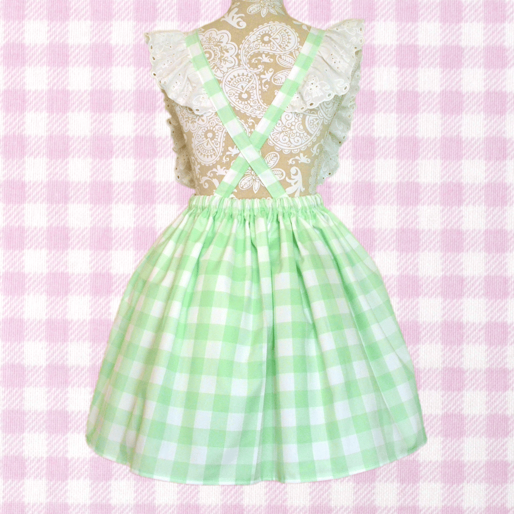 Ruffle Apron Skirt: Melon Soda