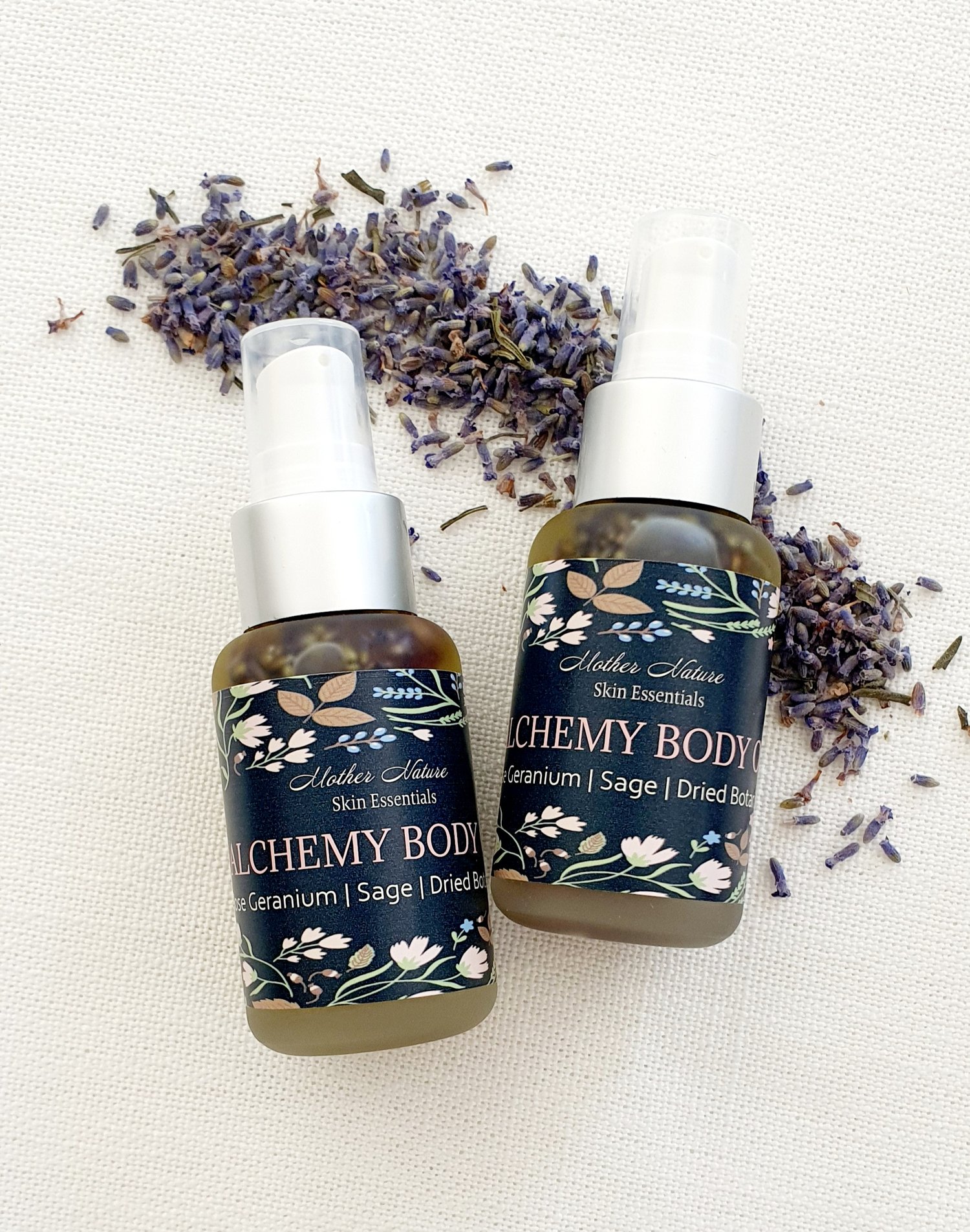 Image of Organic ALCHEMY Body Oil | Rose Geranium, Hemp oil, Sage & Dried Botanicals
