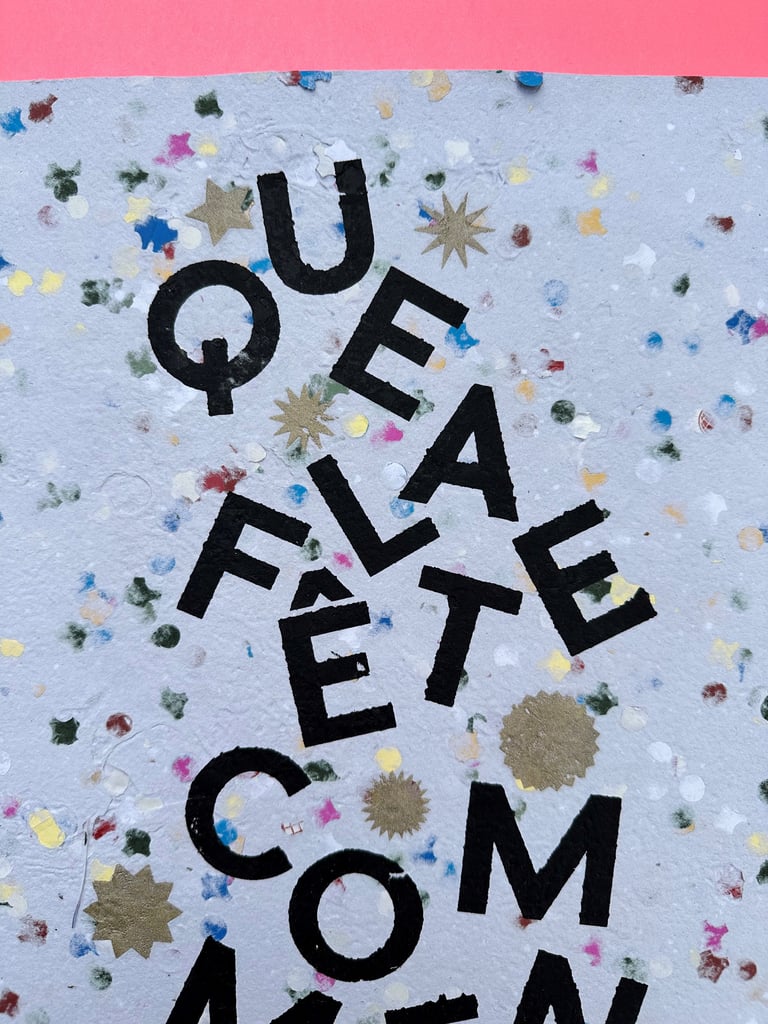 Papier Grande Ourse / Affiche "QUE LA FÊTE COMMENCE" (sur papier maison confetti) Image 3