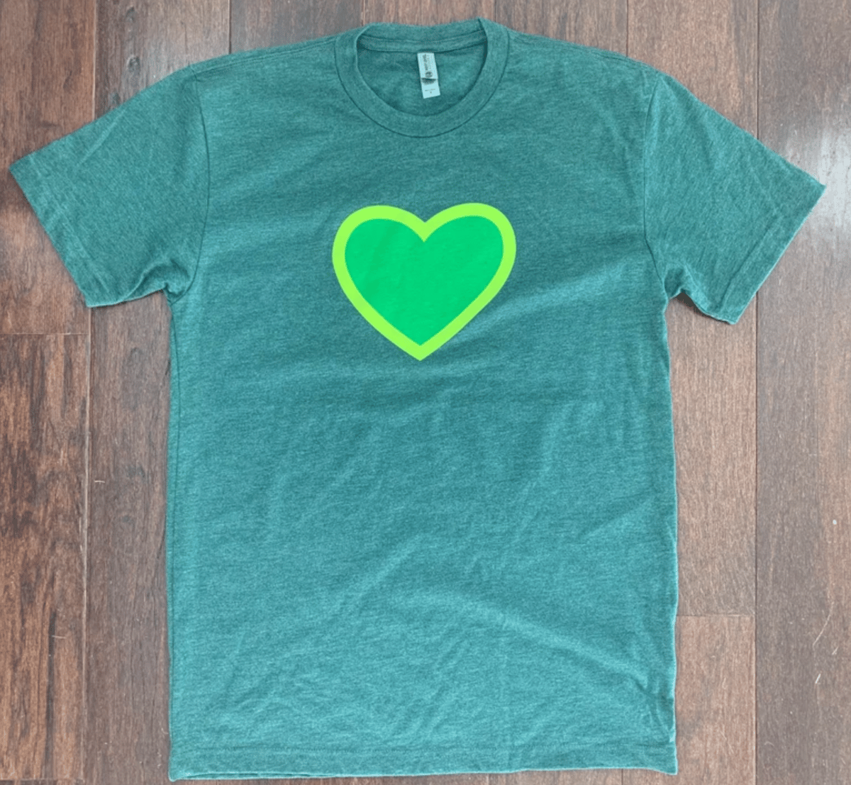 Image of Unisex Green Heart Tee in Forest Green
